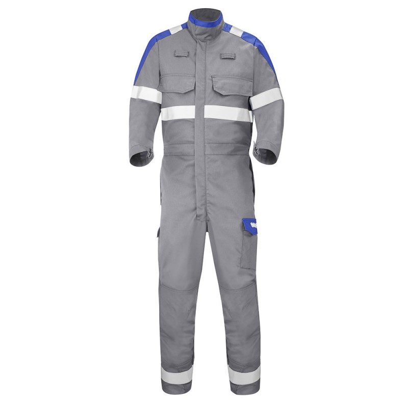 Combinaison multirisques, haute visibilité Cepovett PARUMA Gris/bleu bugatti. Vu de face
