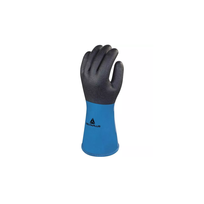 Gant protection contre les produits chimiques DELTA PLUS VV837 Noir/bleu. Vu de derrière le gant