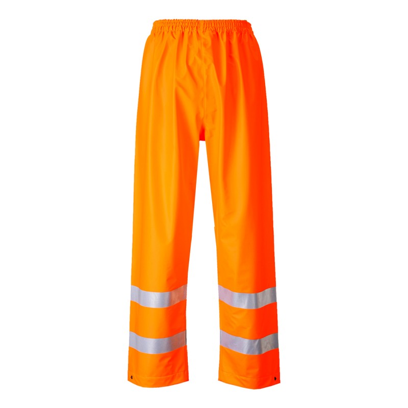 Pantalon de pluie Haute visibilité, résistant aux flammes Portwest FR43 Orange fluo. Vu de face