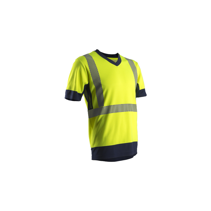 Tee-shirt Haute visibilité Coverguard 7KOMY Jaune fluo. Vu de profil