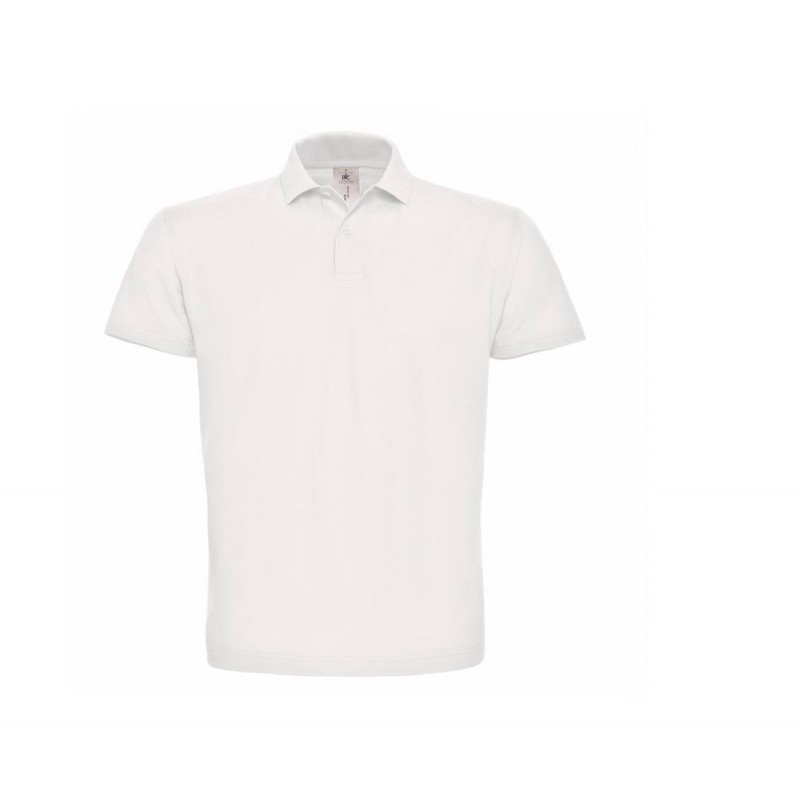 Polo homme manches courtes B&C Blanc. Vu de face