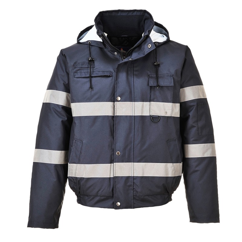 Blouson imperméable haute visibilité Portwest S434 GAMME SECURITE Marine. Vu de face