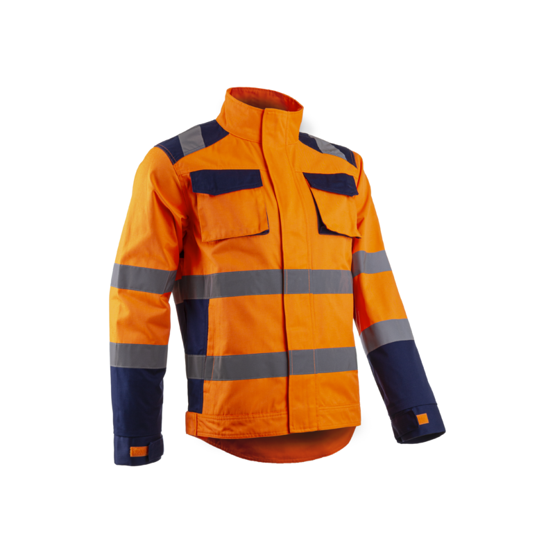 Veste Haute Visibilité Coverguard 5HBJ170 Orange fluo/Marine. Vu de face