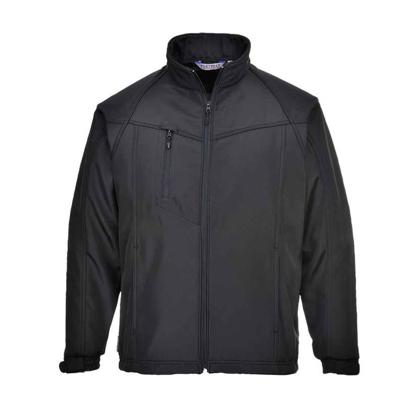 Softshell imperméable Portwest TK40 Noir. Vu de face