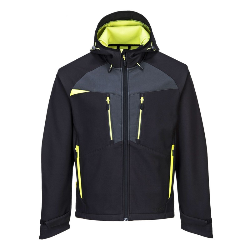 Veste Softshell Imperméable, coupe-vent Portwest DX474 Noir. Vu de face