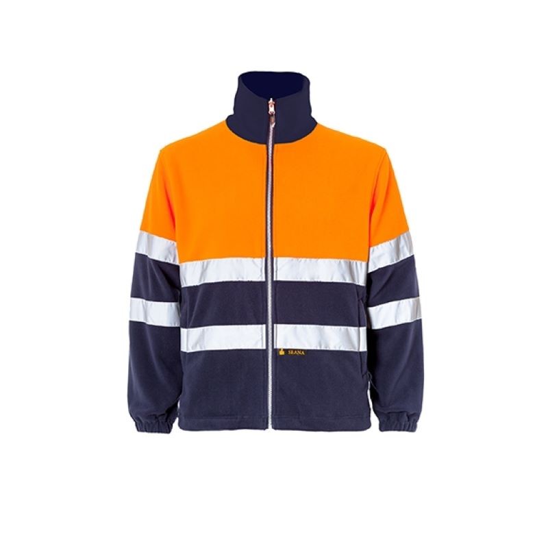 Veste polaire haute visibilité SEANA TEXTIL 0037801 Orange fluo/marine. Vu de face