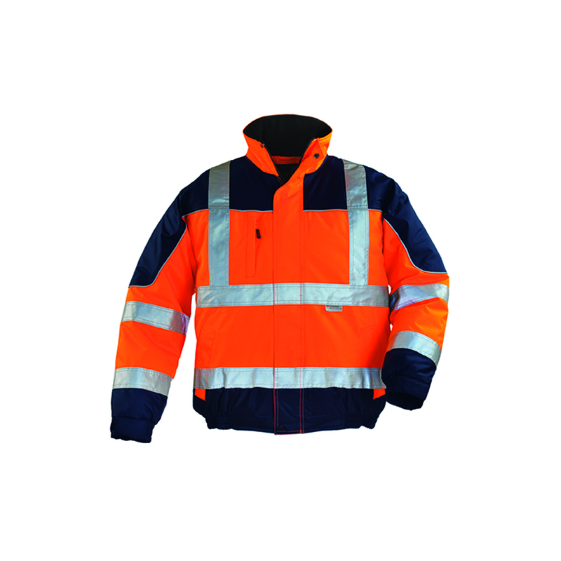 Blouson haute visibilité, imperméable SINGER-SAFETY BRAVO Orange fluo/marine. Vu de face