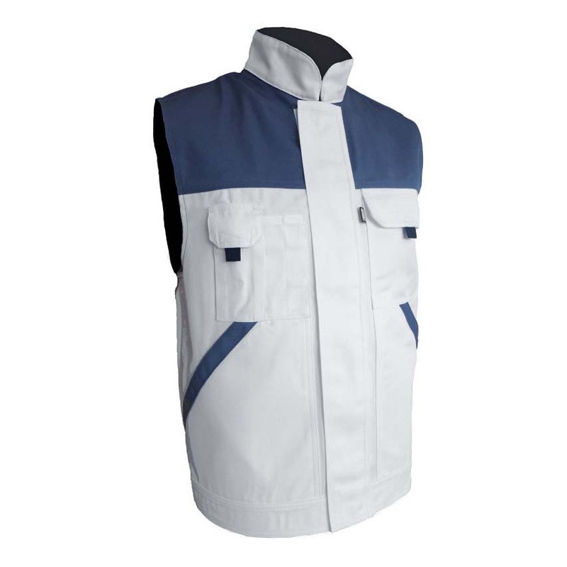 Gilet sans manches spécial peintre PBV 29TYCBG Blanc / Gris. Vu de face
