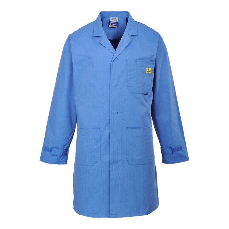 Blouse antistatique ESD Portwest AS10 Bleu ciel. Vu de face