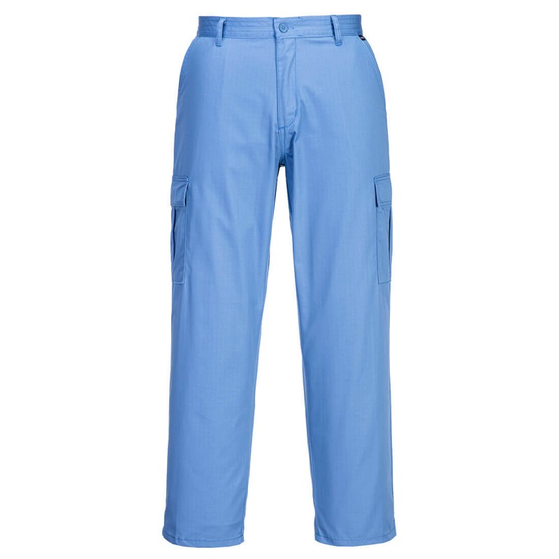 Pantalon antistatique ESD Portwest AS11 Bleu ciel. Vu de face