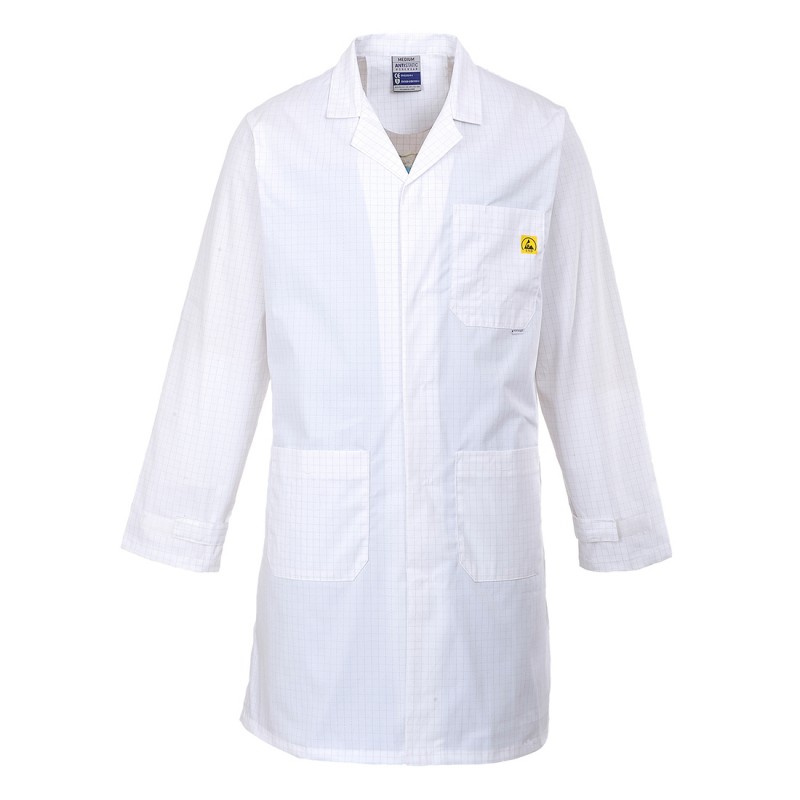 Blouse antistatique ESD Portwest AS10 Blanc. Vu de face