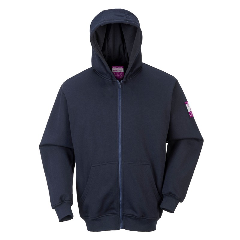 Sweatshirt Portwest FR81 Résistant aux flammes et antistatique Marine. Vu de face