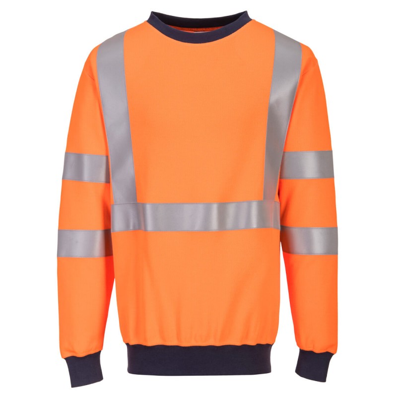 Sweatshirt Haute-Visibilité ATEX PORTWEST FR703 Orange fluo. Vu de face