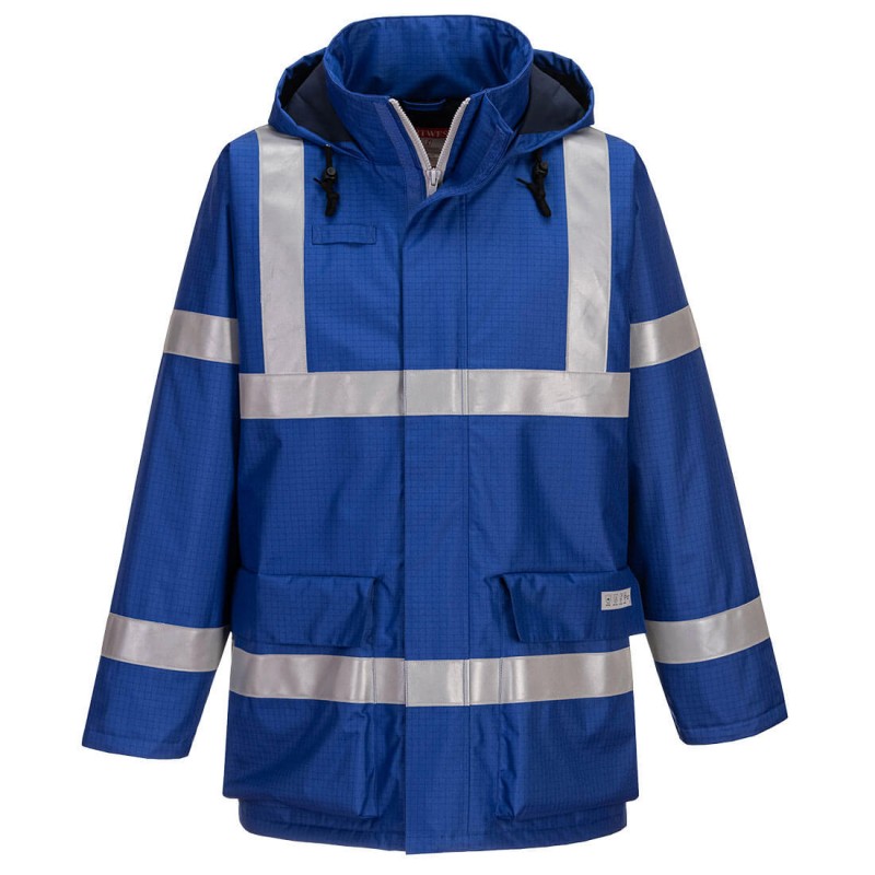 Parka imperméable + multirisques + haute visibilité Portwest S785 Bleu. Vu de face
