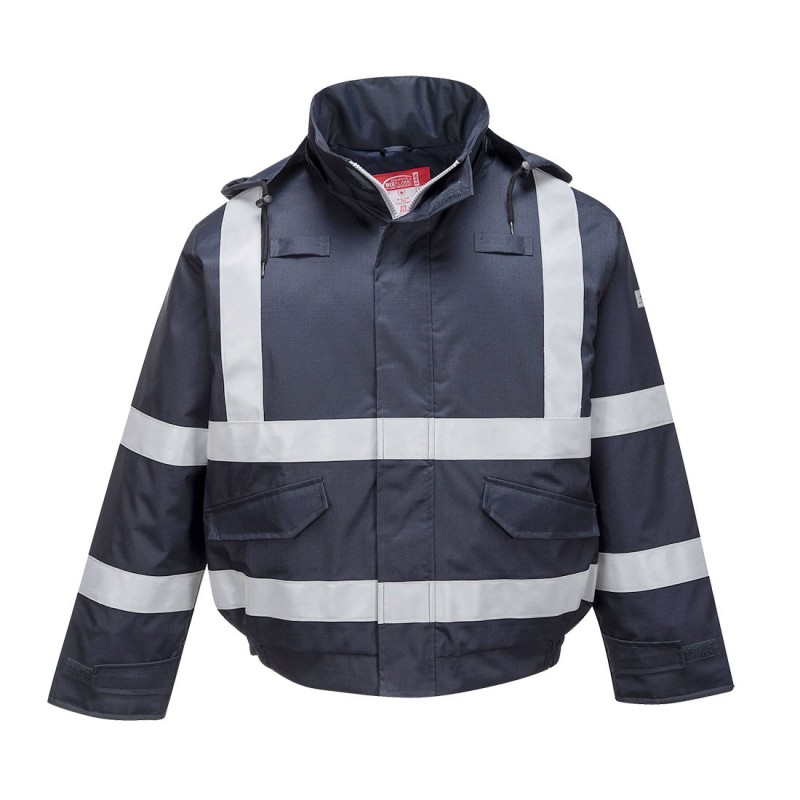 Blouson Portwest S783 Multirisques : Bizflame, imperméables, antistatiques, résistant aux produits chimiques Marine. Vu de face