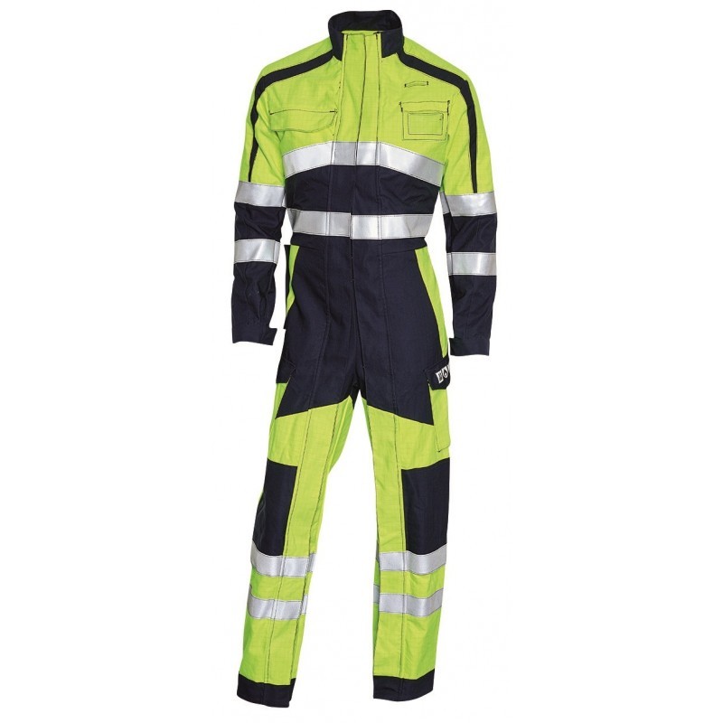 Combinaison multirisques, haute visibilité KIPLAY JNC8077930 Jaune Fluo / Marine. Vu de face