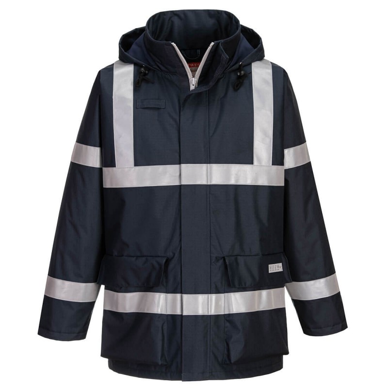 Parka Portwest S785 multirisques + haute visibilité Marine. Vu de face