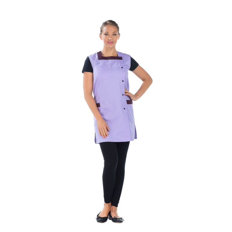 Blouse de travail sans manches REMI Jade Parme/Iris. Vu de face