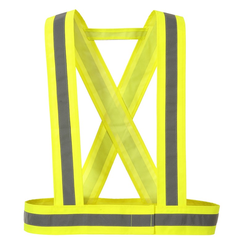 Baudrier Haute visibilité fermeture ajustable Portwest HV55 Jaune fluo. Vu de face