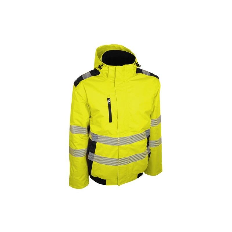 Blouson haute visibilité, imperméable SINGER-SAFETY BRAVA Jaune fluo. Vu de face