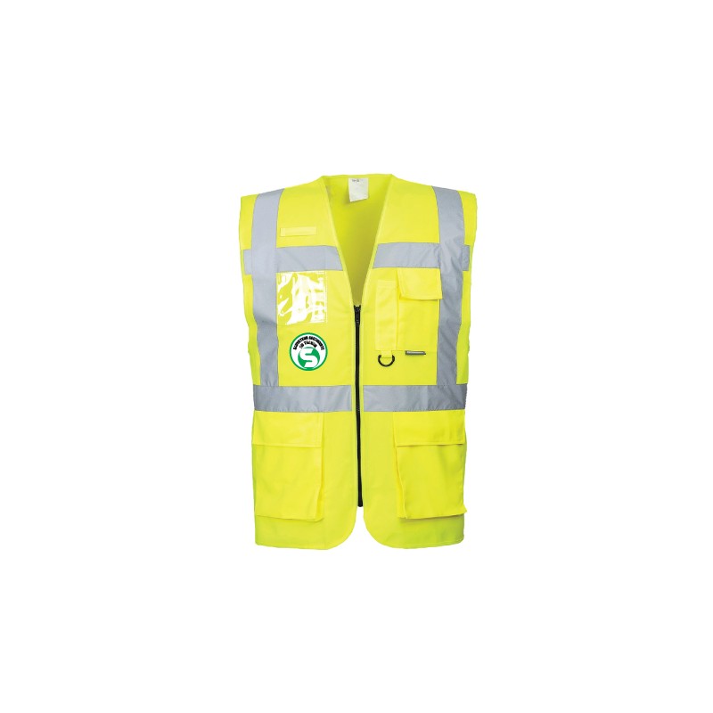 Gilet de sécurité haute visibilité S.S.T PORTWEST S476 Jaune fluo. Vu de face