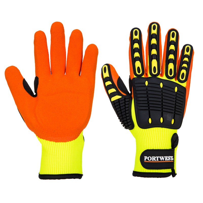 Gant anti-impact contre le froid PORTWEST A721 Jaune/orange. Vu de face et de dos