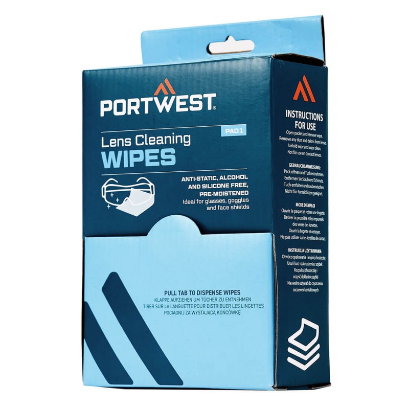 Boite distributrices de lingettes pour nettoyer lunettes et masques PORTWEST PA01