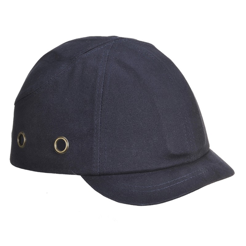 Casquette visière courte anti-heurt Portwest PW89 Marine. Vu de profil