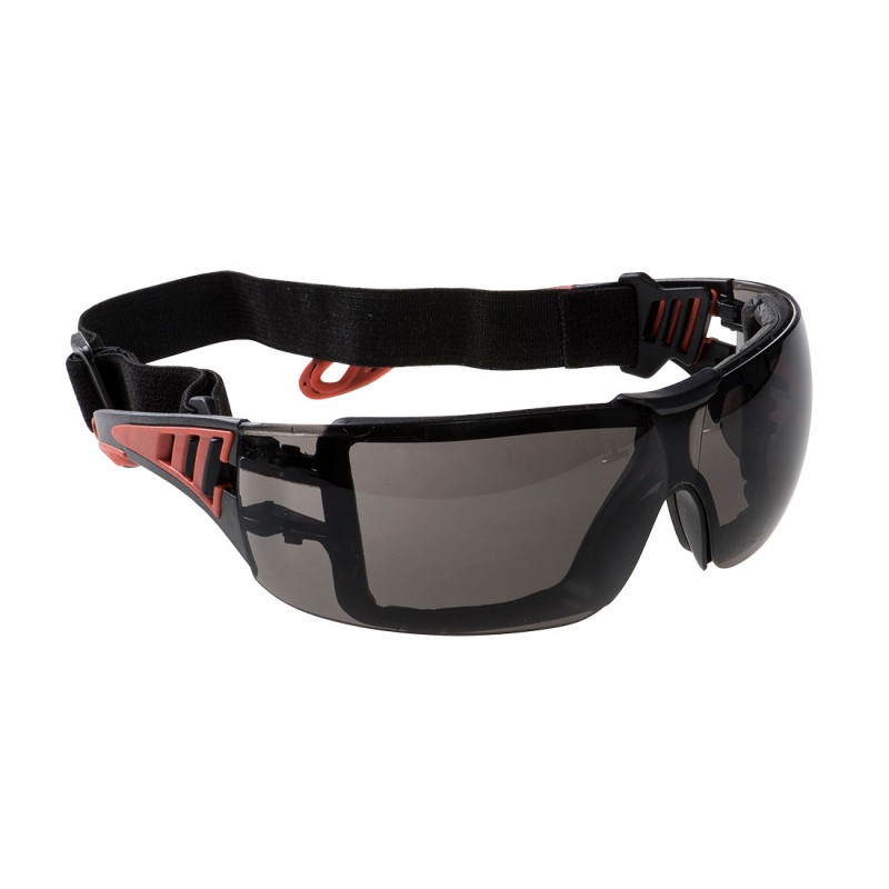 Lunette polycarbonate anti-rayure PORTWEST PS11 Fumée. Vu de profil