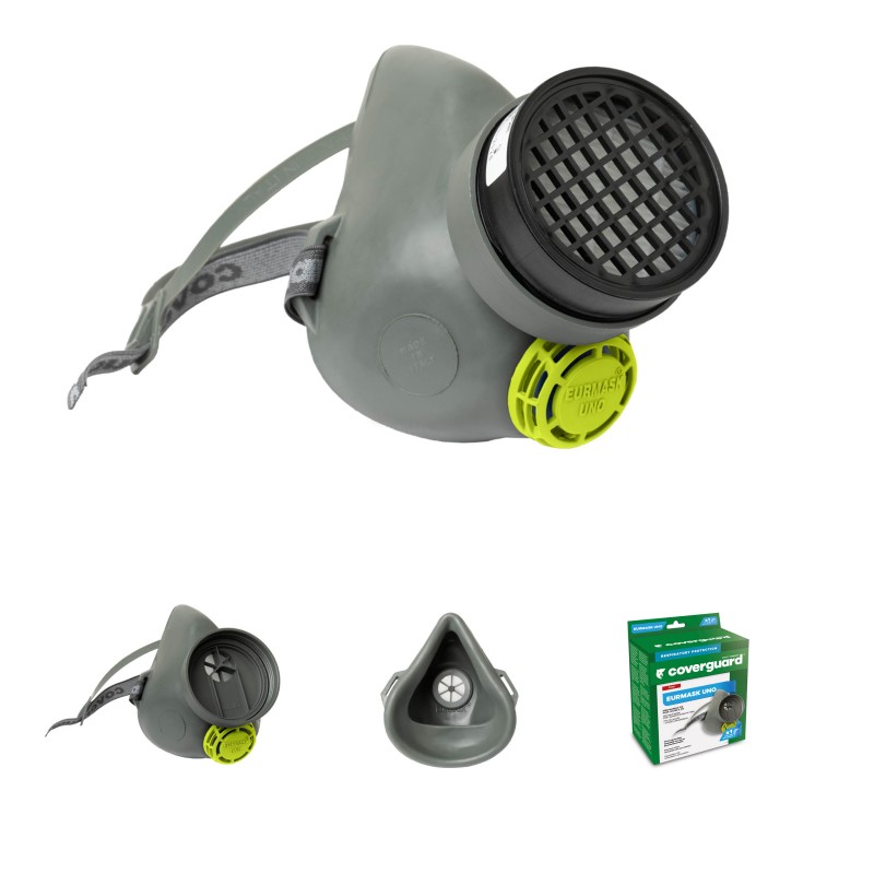 Demi-masque en caoutchouc 1 filtre à vis soupape d'expiration COVERGUARD MO22101 Gris