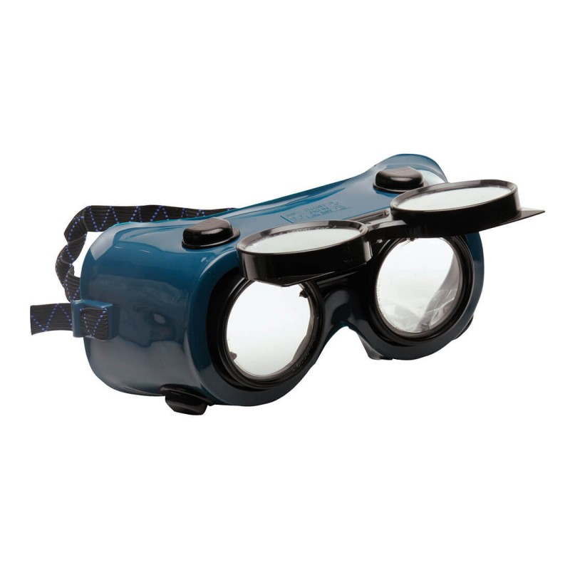 Lunette de soudeur, protection liquides et poussières PORTWEST PW60 Vert. Vu de profil