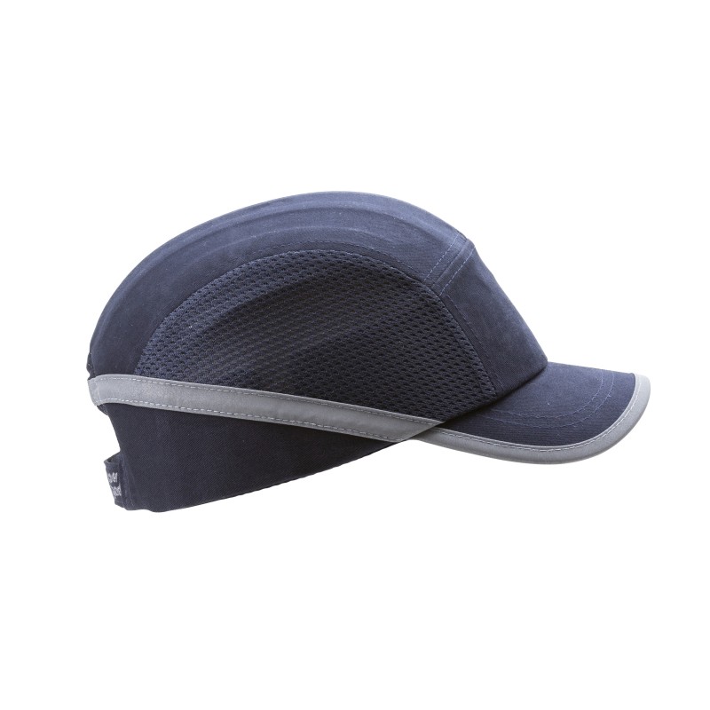 Casquette anti-choc à visière standard de 5 cm COVERGUARD 6CMM120 Marine. Vu de côté