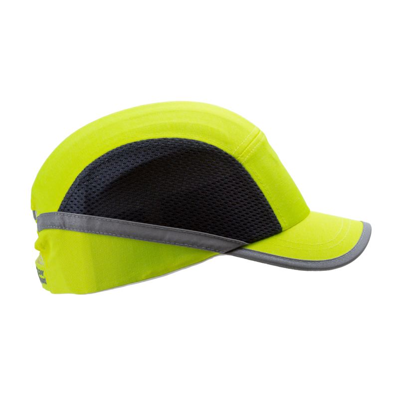 Casquette de sécurité anti-heurt COVERGUARD 6CHV160 Jaune fluo/Noir. Vu de côté