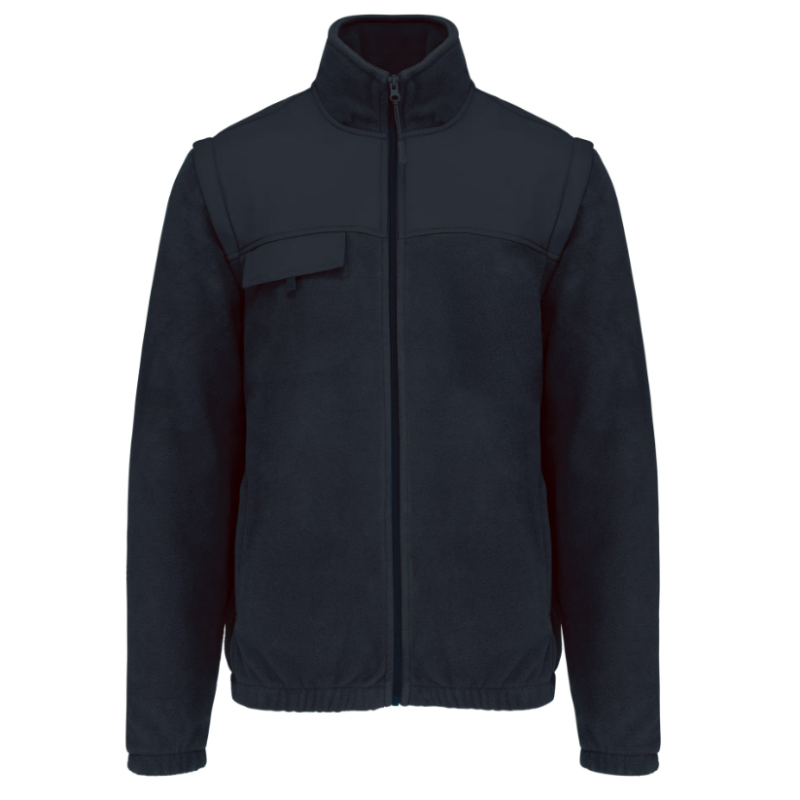 Veste polaire manches amovibles coloris Marine. Vu de face