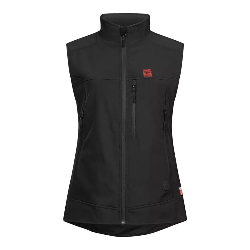 Gilet sans manches chauffant pour Femme, imperméable et coupe-vent G-HEAT HV12 Noir. Vu de face