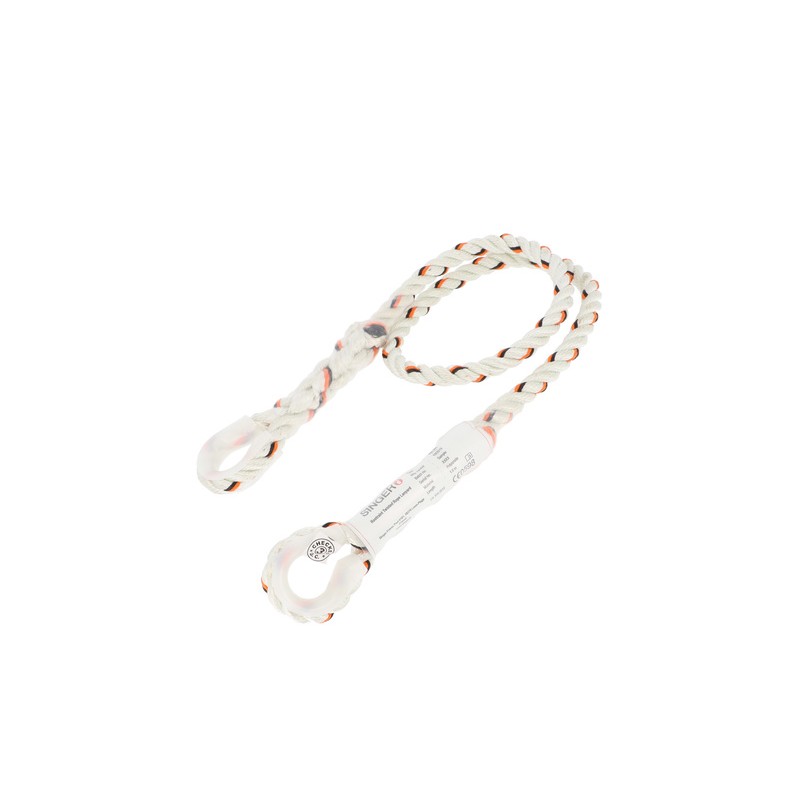 Longe de sécurité d'1m avec 2 boucles de 12mm de diamètre SINGER SAFETY - Blanc CORTOBASE10 B