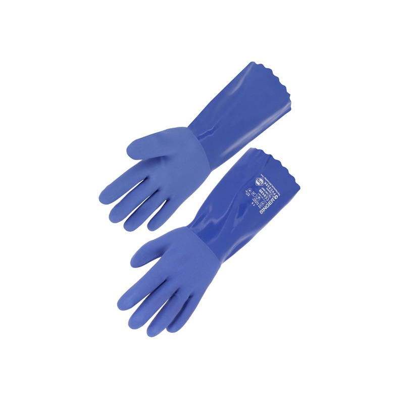 Gants de protection enduction latex nitrile en PVC de 35 cm COVERGUARD PVC535K Bleu