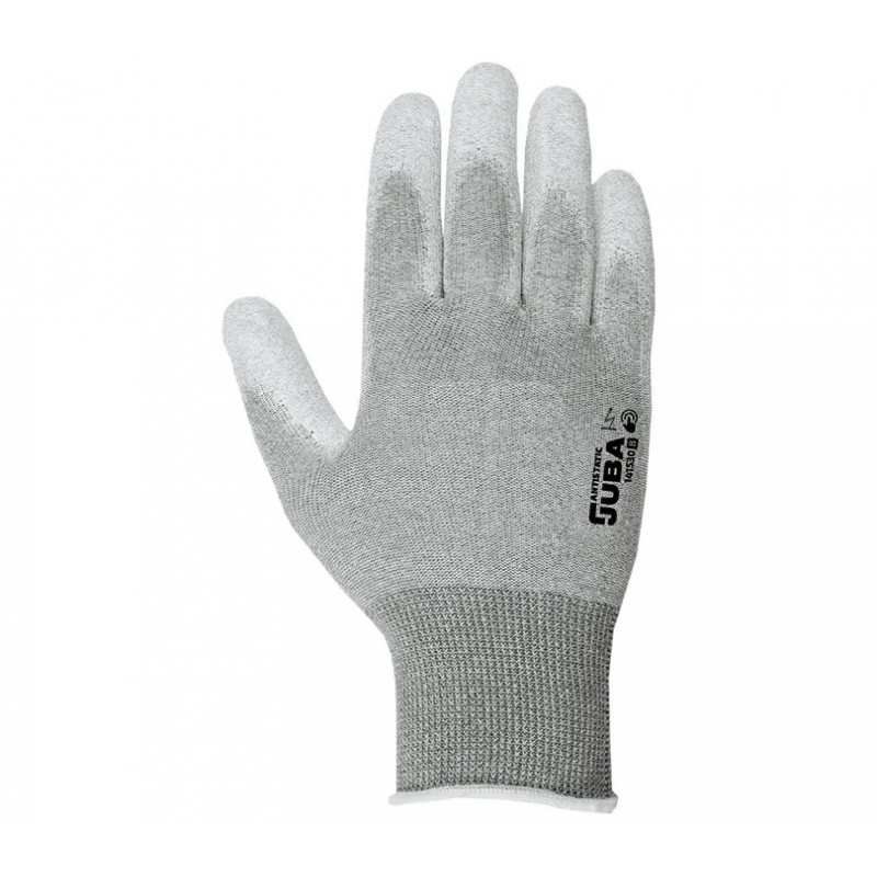 Gants antistatiques en nylon et fibre de carbone JUBA 141530 Gris/blanc. Vu dos de la main