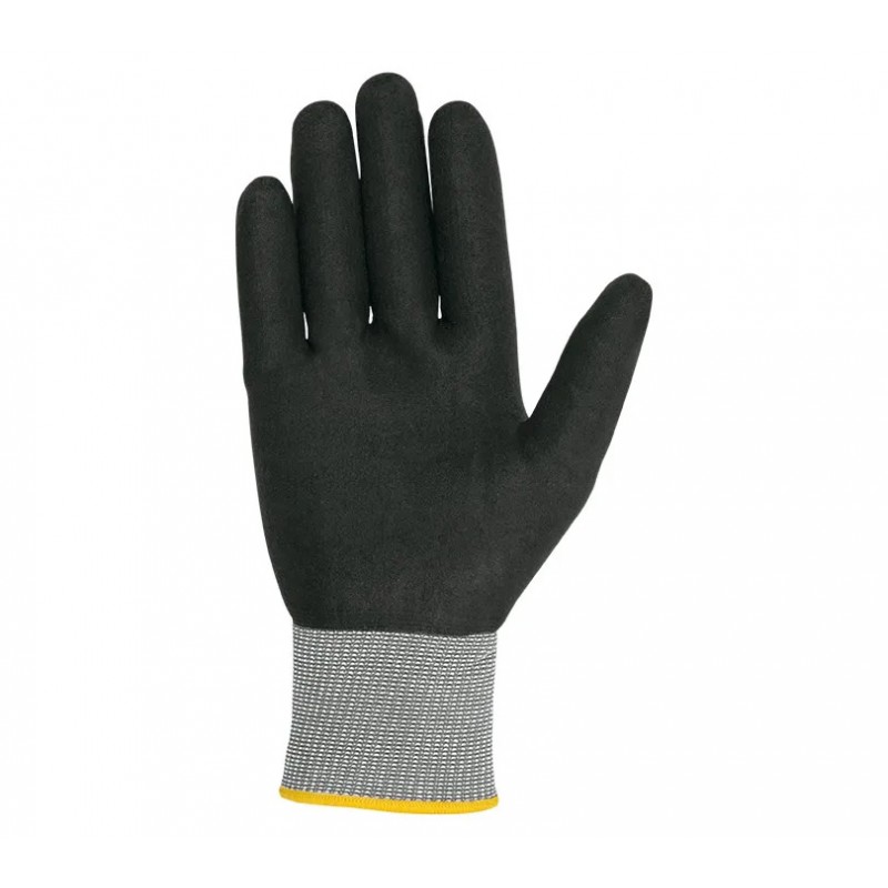 Gants en nylon et élasthanne avec enduction en nitrile sur la paume JUBA 5111NFT Noir. Vu paume de la main