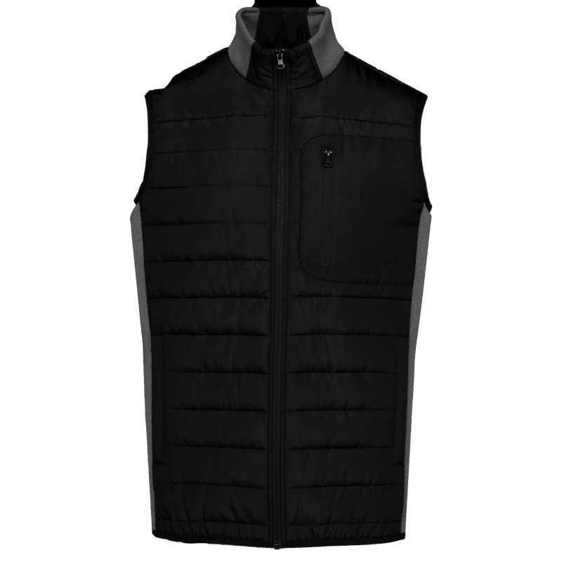 Bodywarmer matelassé en polyester/élasthanne imperméable TOP TEX - K6170 Noir. Vu de face