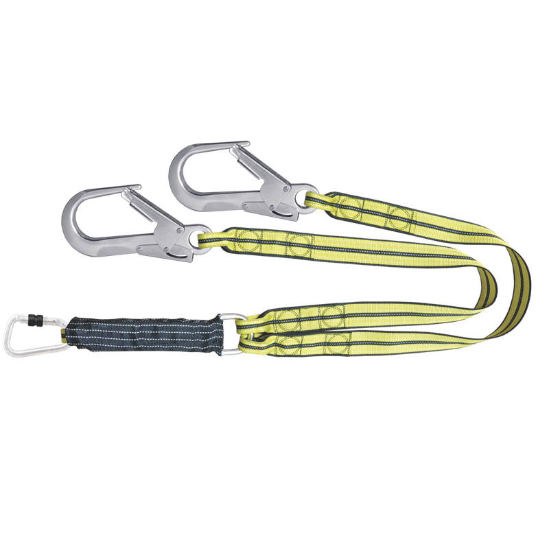 Longe fourche en sangle antistatique avec absorbeur d'énergie + 3 connecteurs Atex KRATOS SAFETY - FA3040315 Jaune