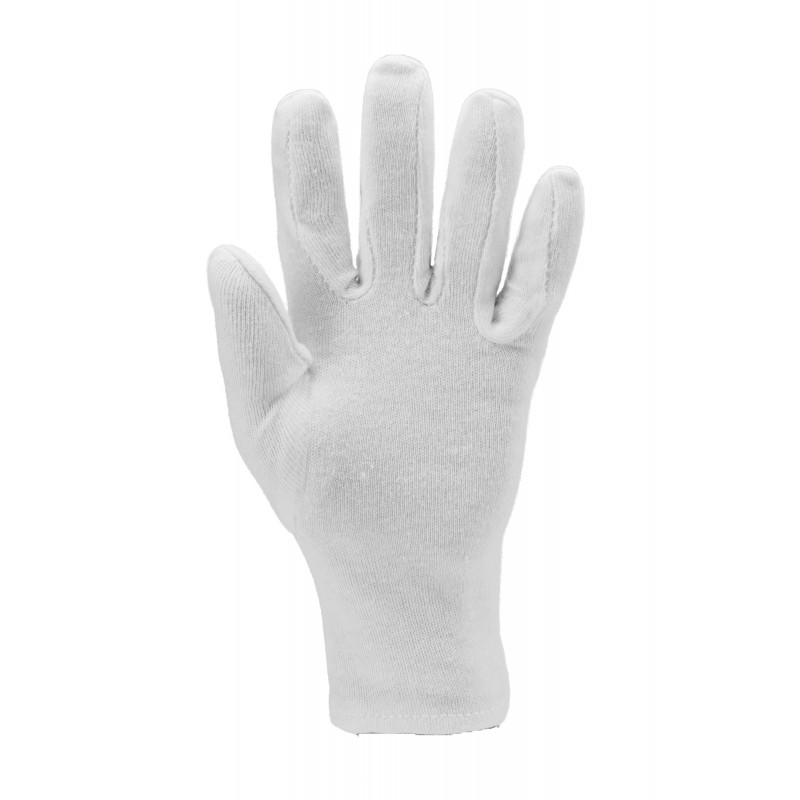 Gants en coton avec coupe fourchette avec ourlet COVERGUARD MO4150 Blanc. Vu paume de la main