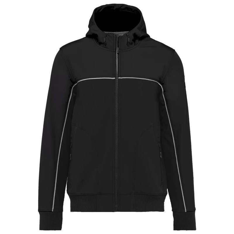 Veste softshell 3 couches, imperméabilité et tient au chaud WK DESIGNED TO WORK - WK450 Noir. Vu de face