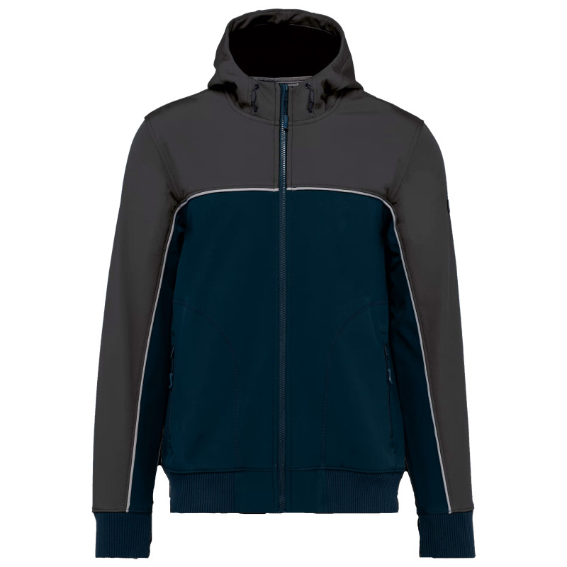 Veste softshell 3 couches, imperméabilité et tient au chaud WK DESIGNED TO WORK - WK450 Marine/gris foncé. Vu de face