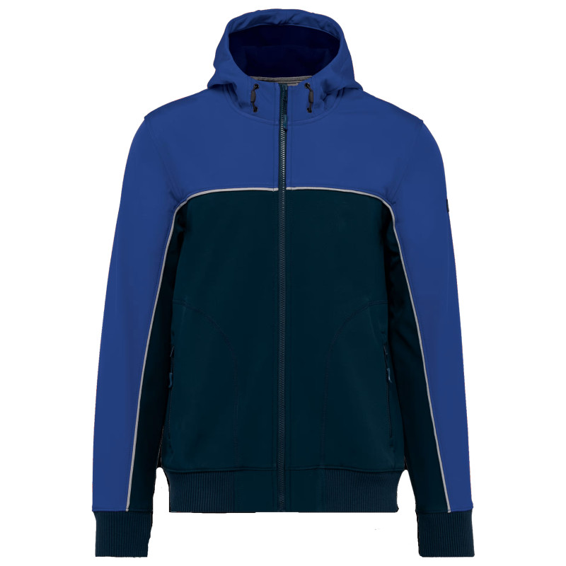 Veste softshell 3 couches, imperméabilité et tient au chaud WK DESIGNED TO WORK - WK450 Marine/bleu royal. Vu de face