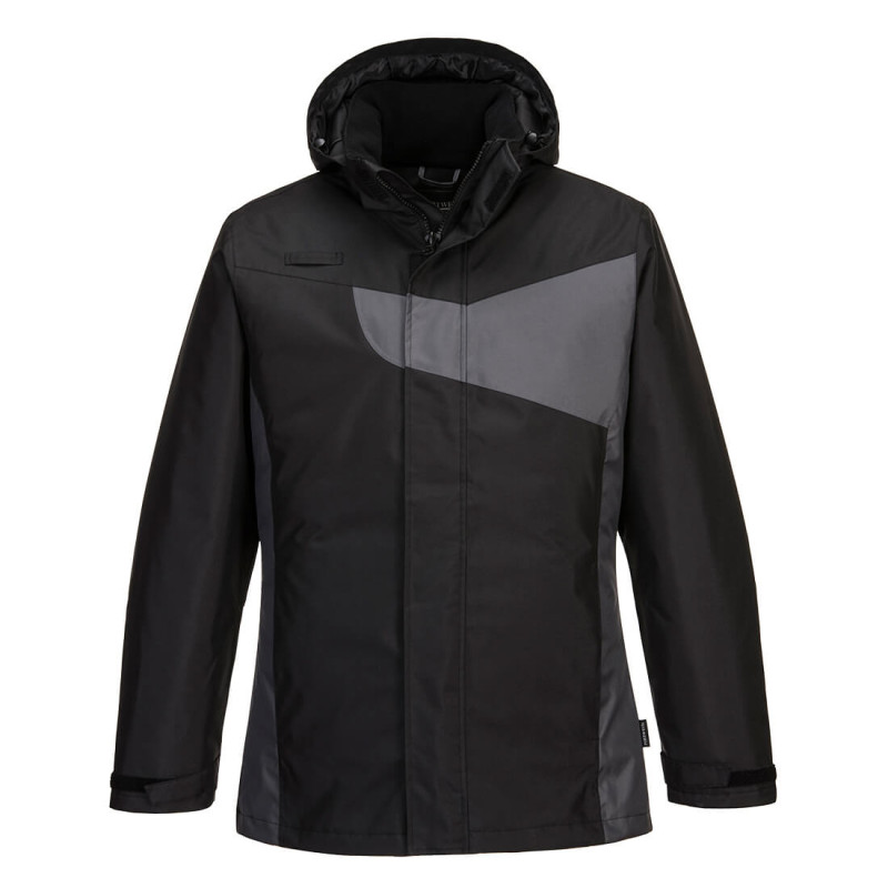 Parka d'hiver imperméable et protège contre le froid PORTWEST - PW260 Noir/gris. Vu de face