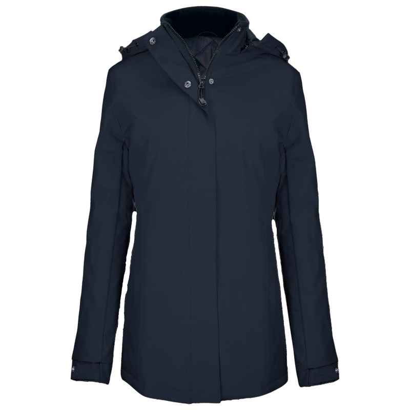 Parka pour femmes en polyester avec doublure matelassée Marine. Vu de face