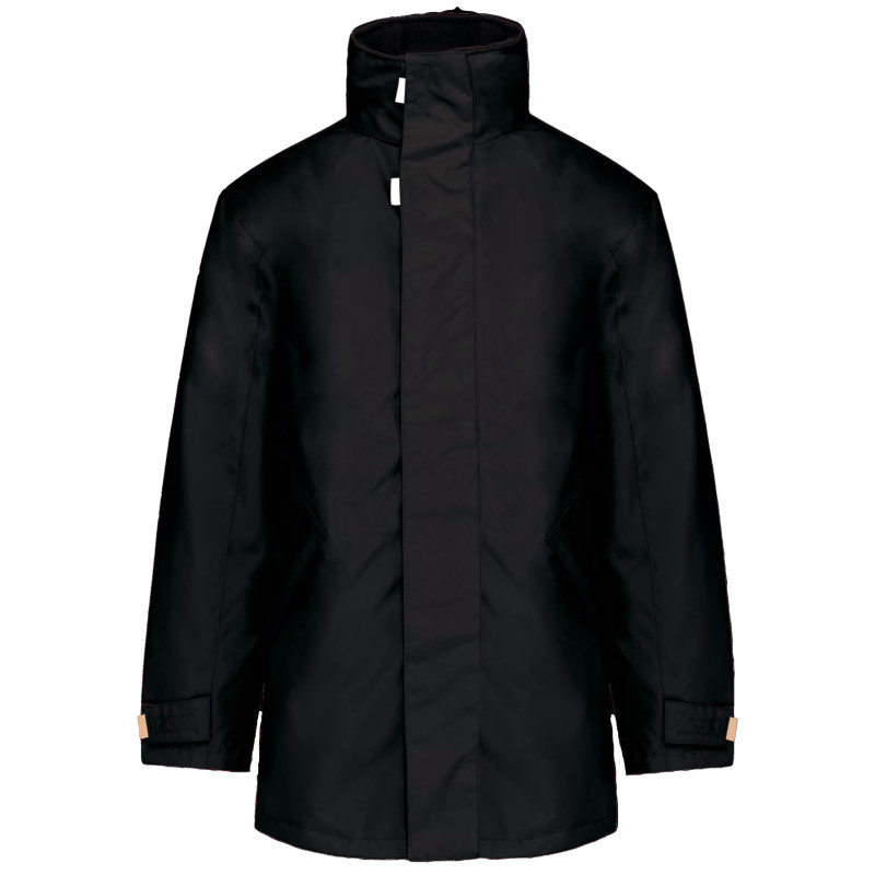 Parka pour hommes en polyester avec doublure matelassée Noir. Vu de face