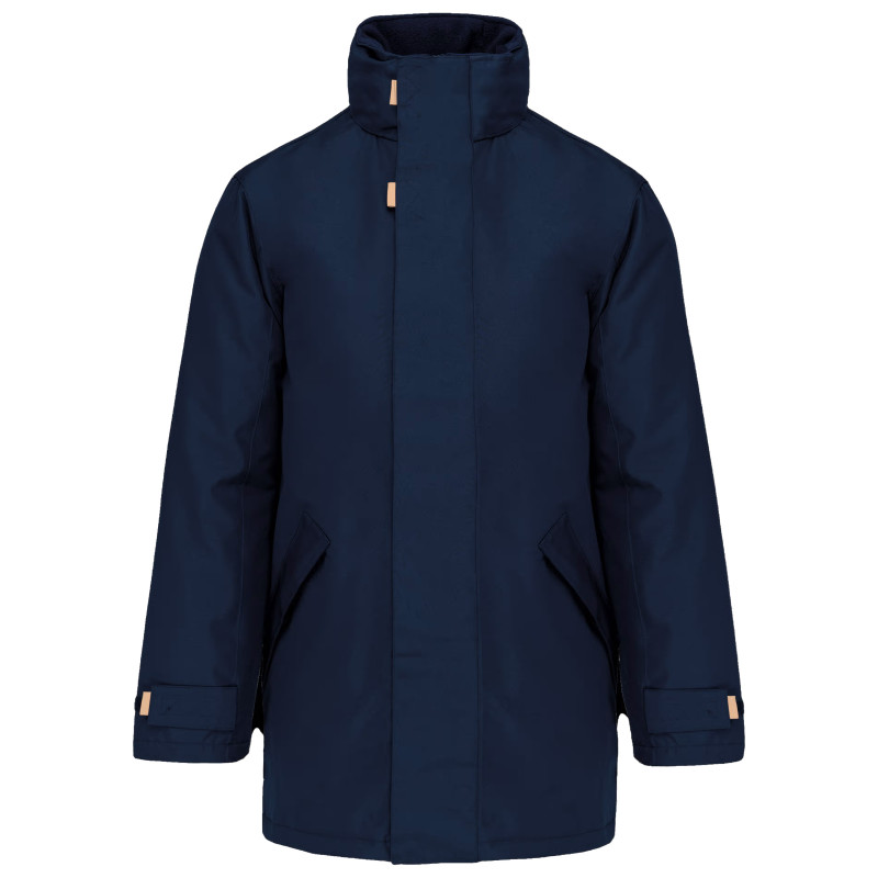 Parka pour hommes en polyester avec doublure matelassée Marine. Vu de face