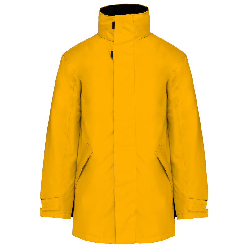Parka pour hommes en polyester avec doublure matelassée Jaune. Vu de face